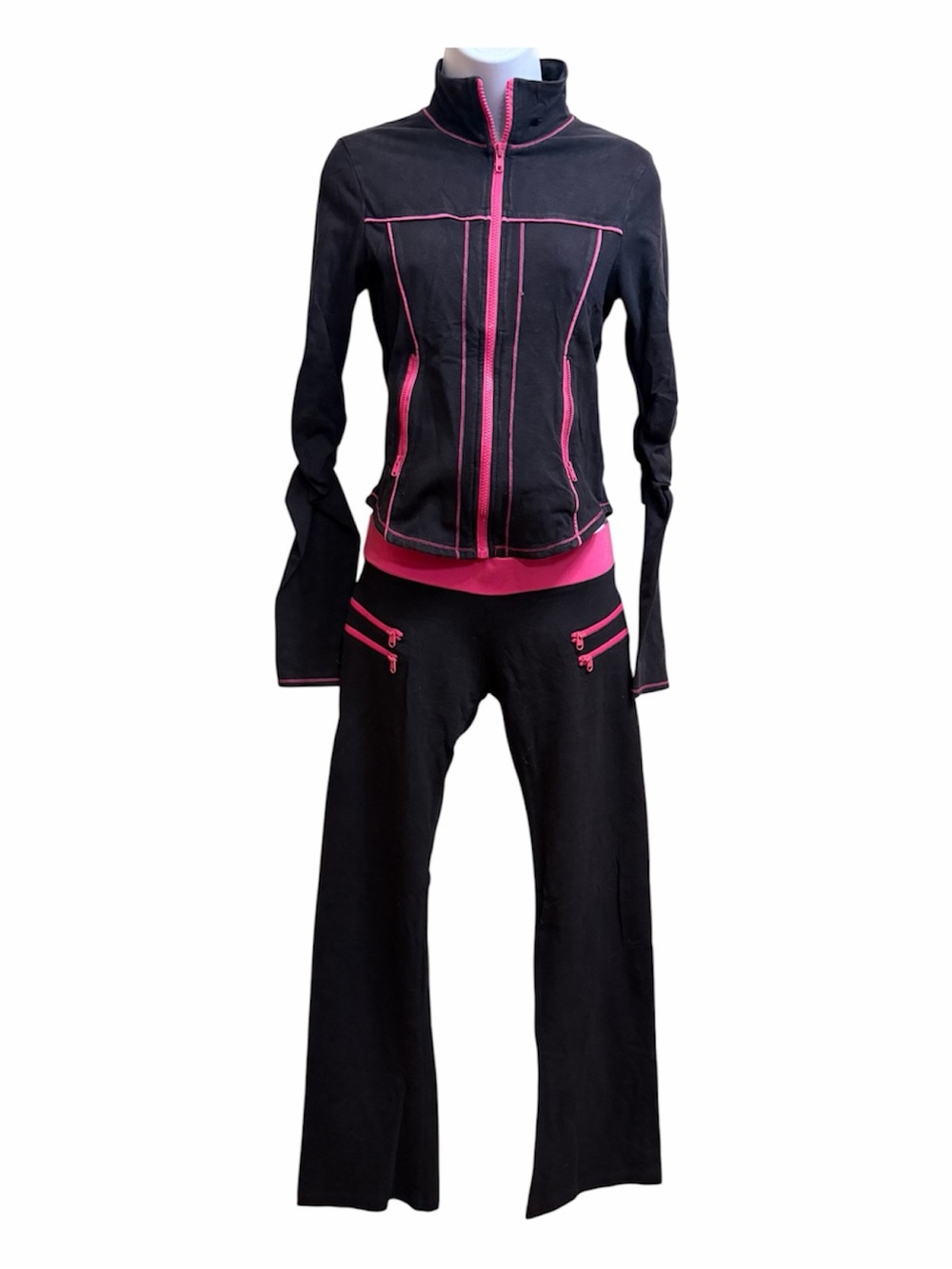 Victoria's Secret Black Jacket and Joggers with Pink Trim